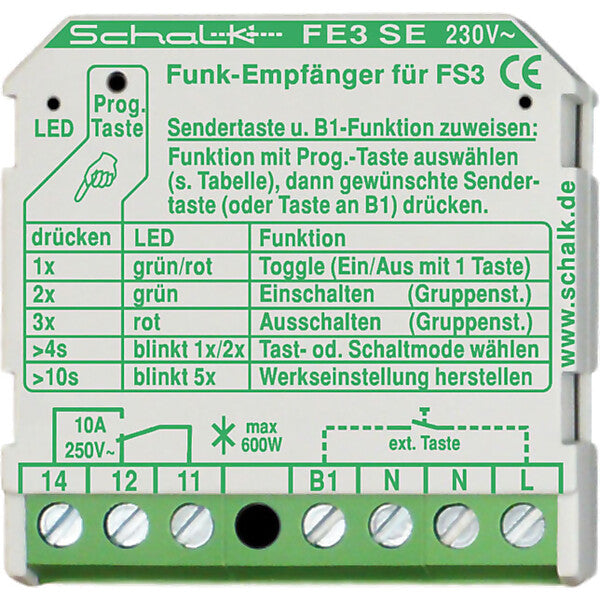 Schalk Funk-Empfängerschalter 1-Kanal UP, 18,5mm FE3 SE (230V AC)